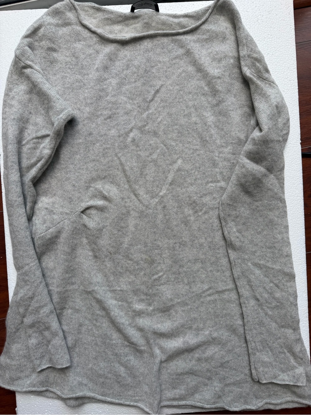 Maternity 100% Cashmere Light Gray Long-Sleeve Knit Shirt